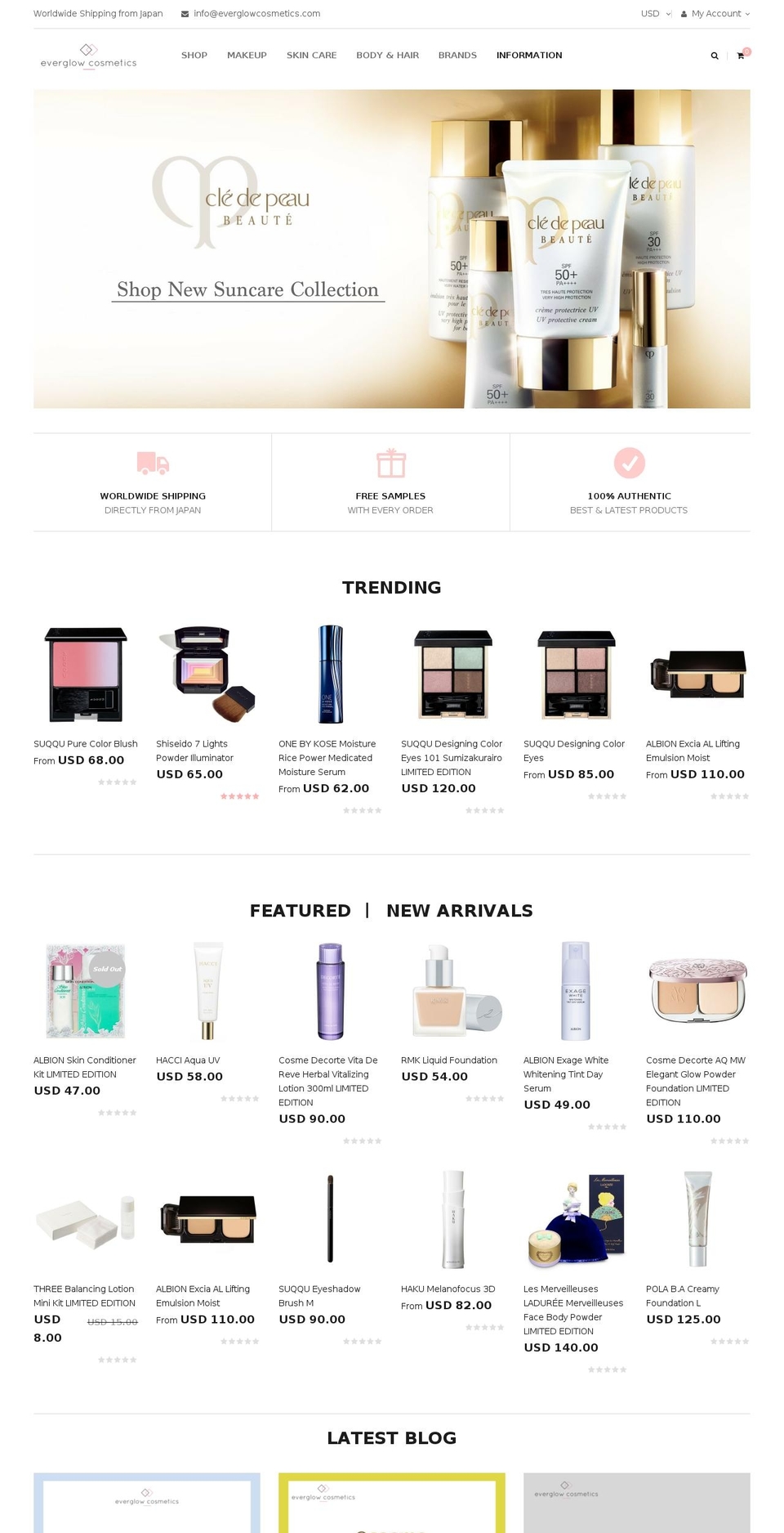 Optimal Shopify theme site example everglowcosmetics.com