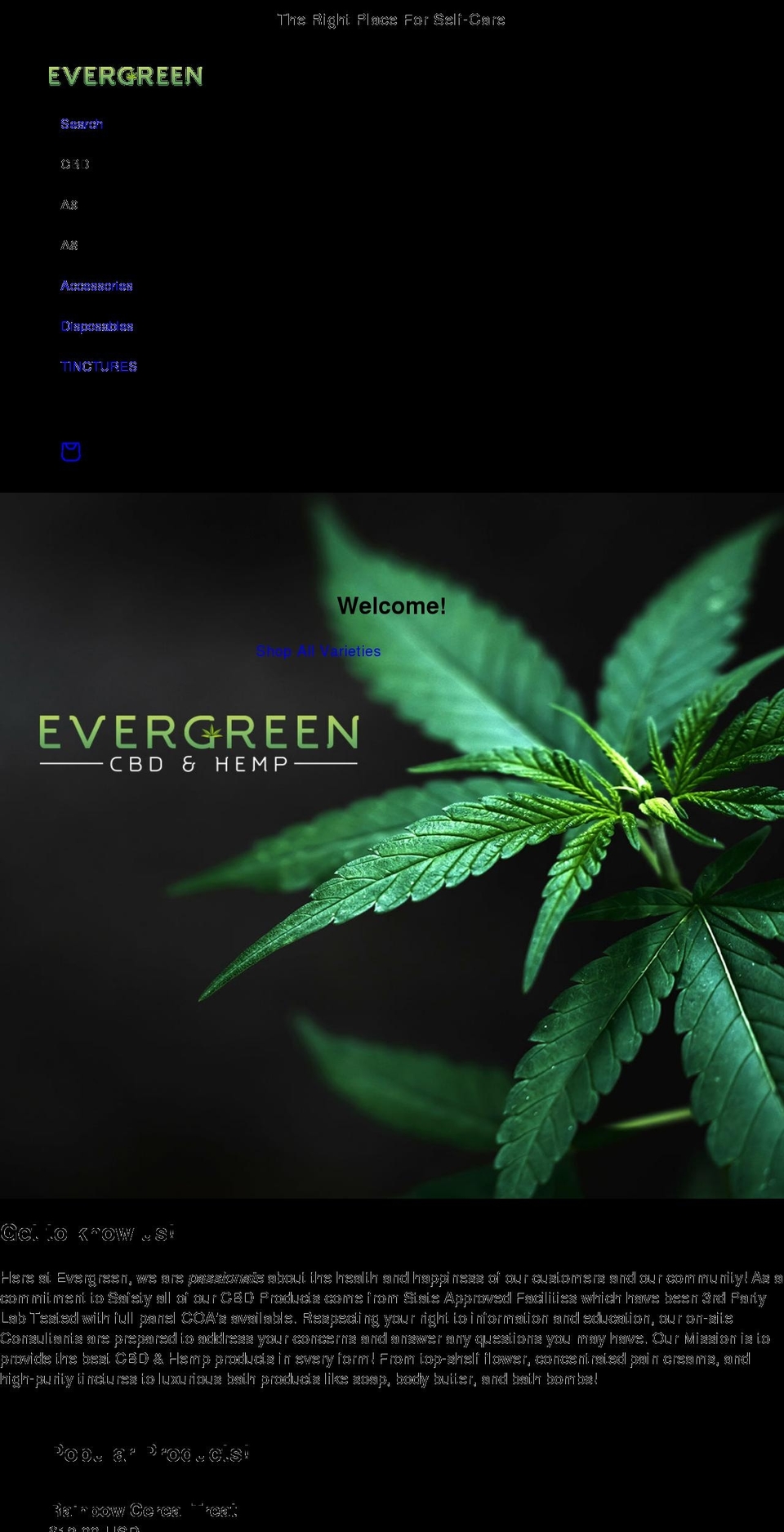 evergreen-cbd-hemp.com shopify website screenshot