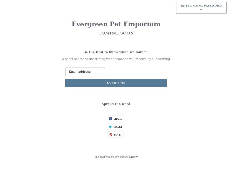 evergreen-pet-emporium.myshopify.com shopify website screenshot