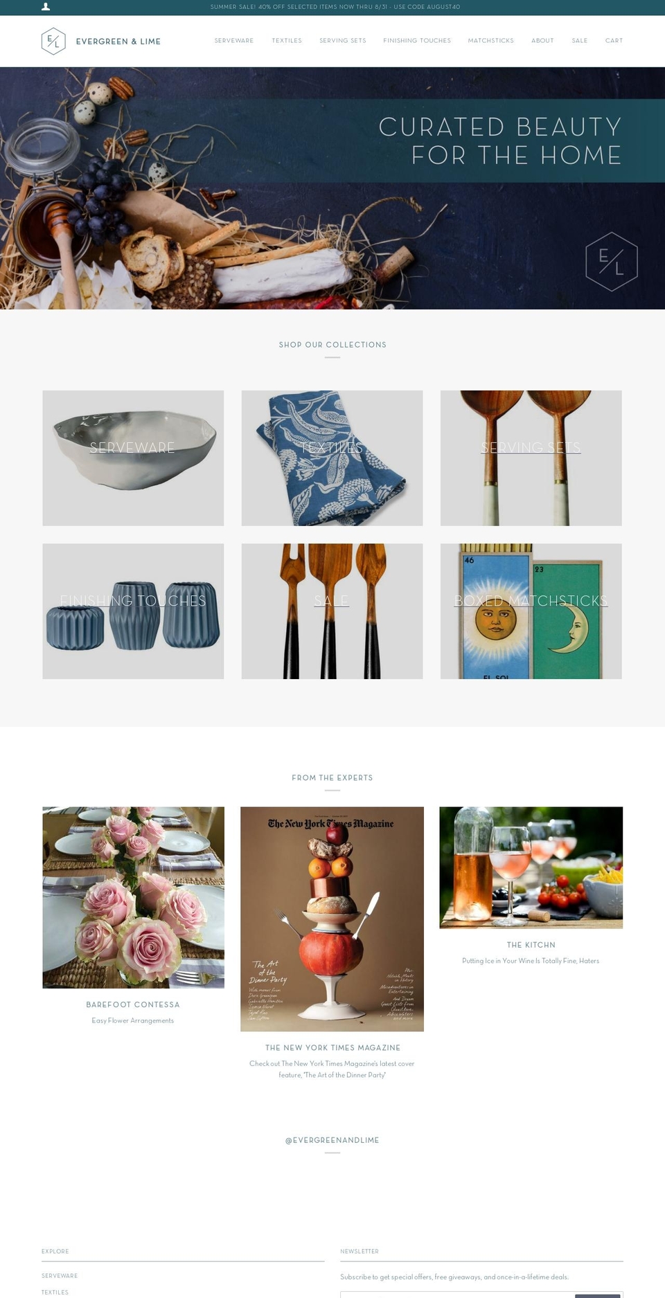 evergreenandlime.com — Shopify storefront screenshot