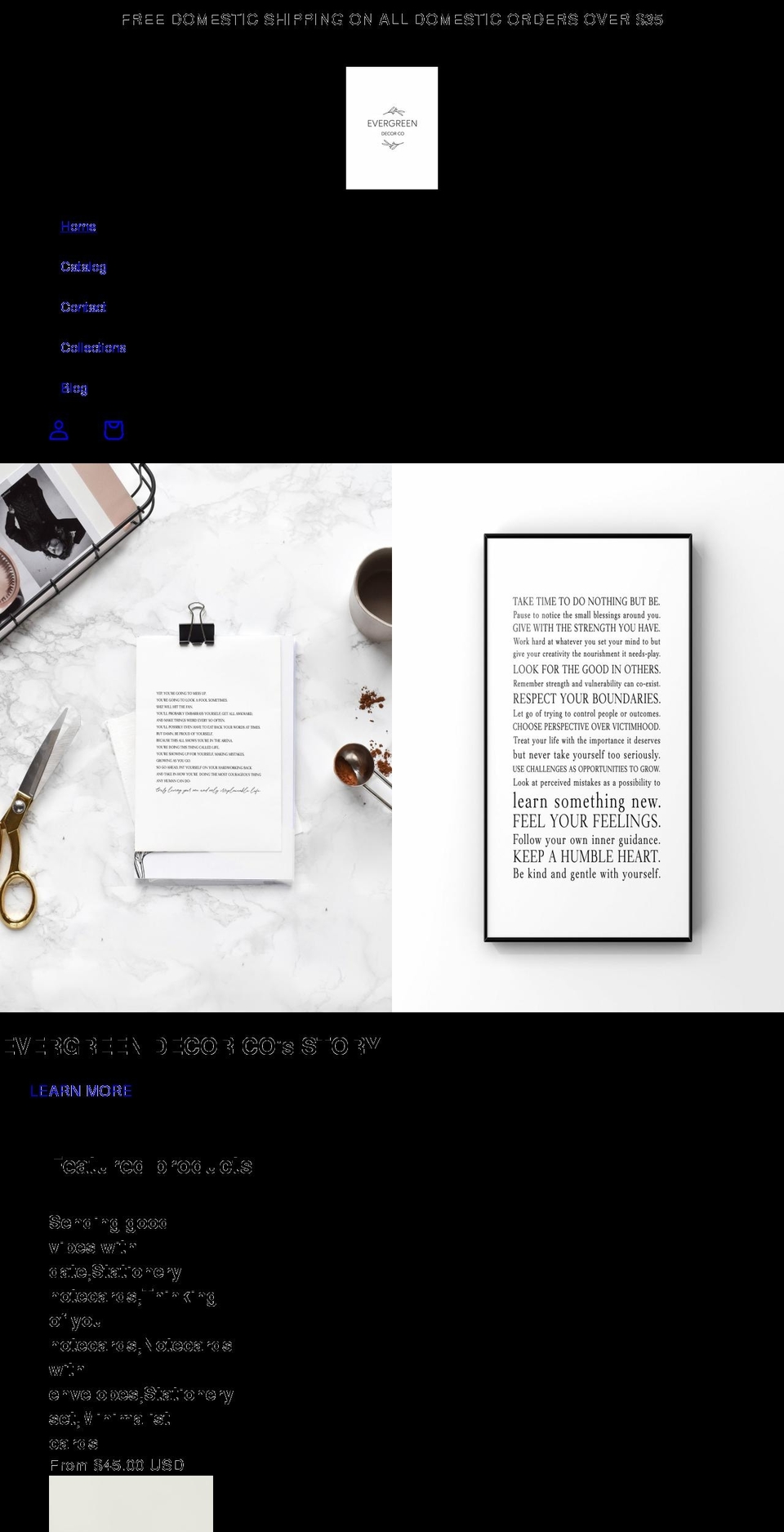 evergreendecorco.com shopify website screenshot