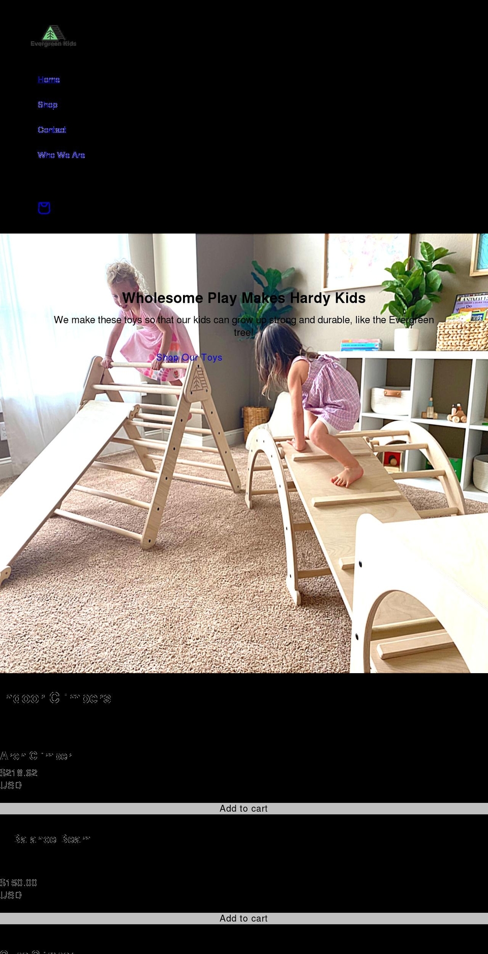 evergreenkids.com shopify website screenshot