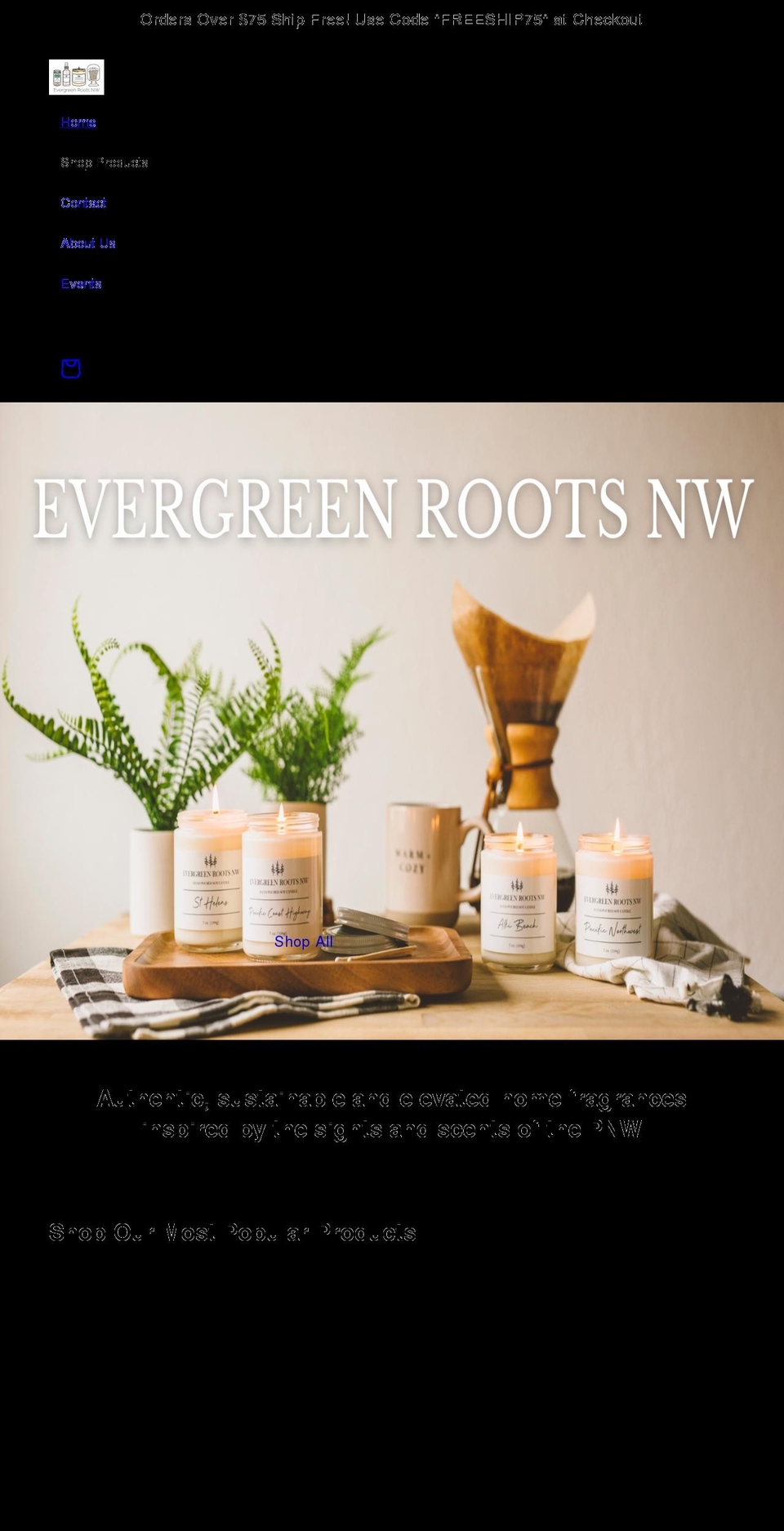 evergreenrootsnw.com shopify website screenshot
