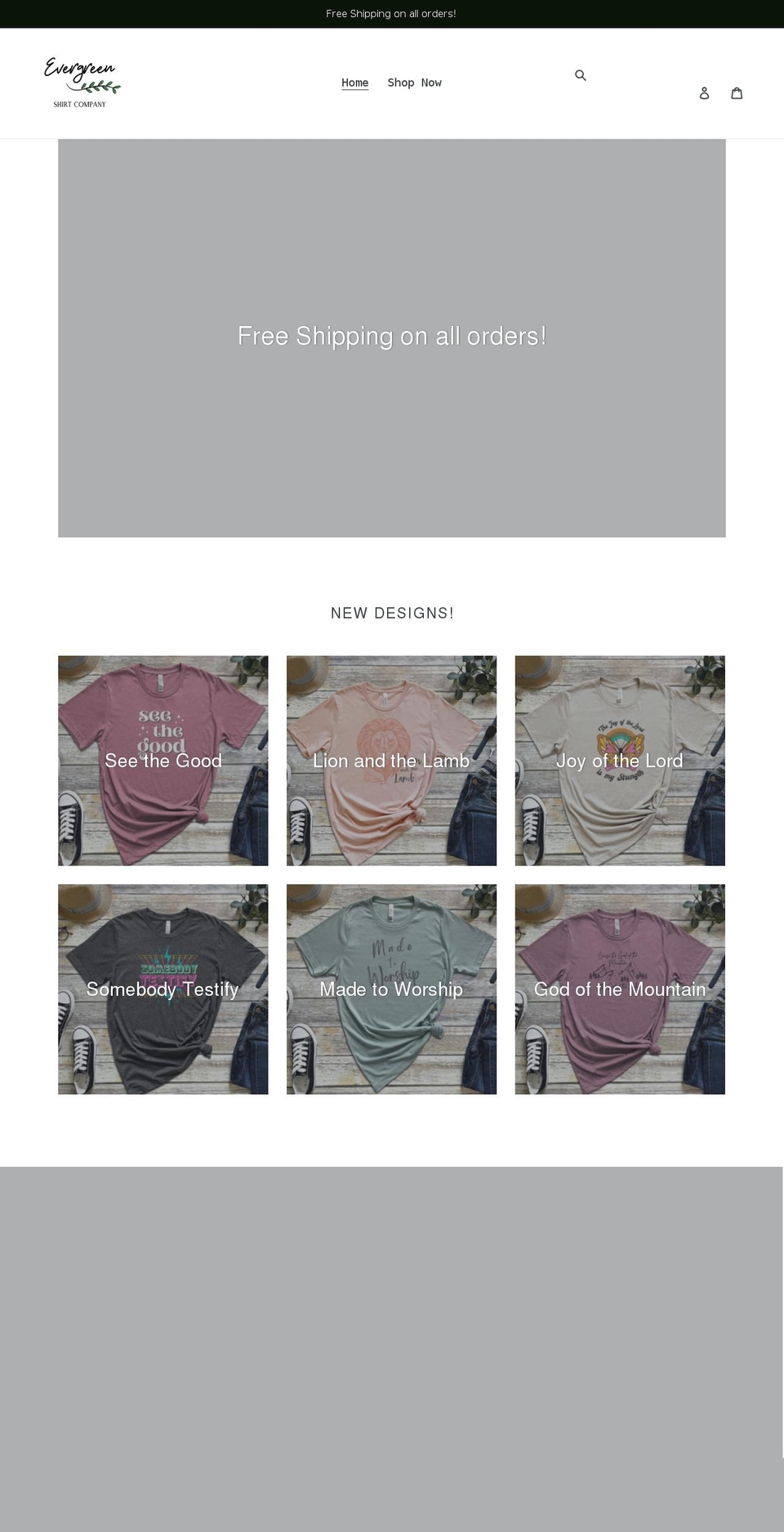 evergreenshirts.com shopify website screenshot