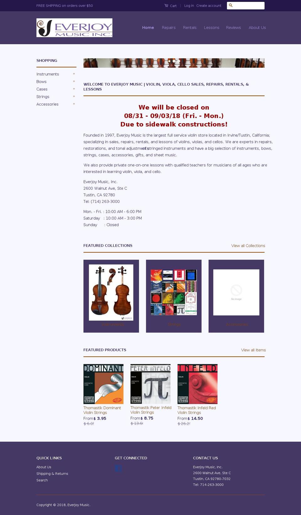 everjoymusic.com shopify website screenshot