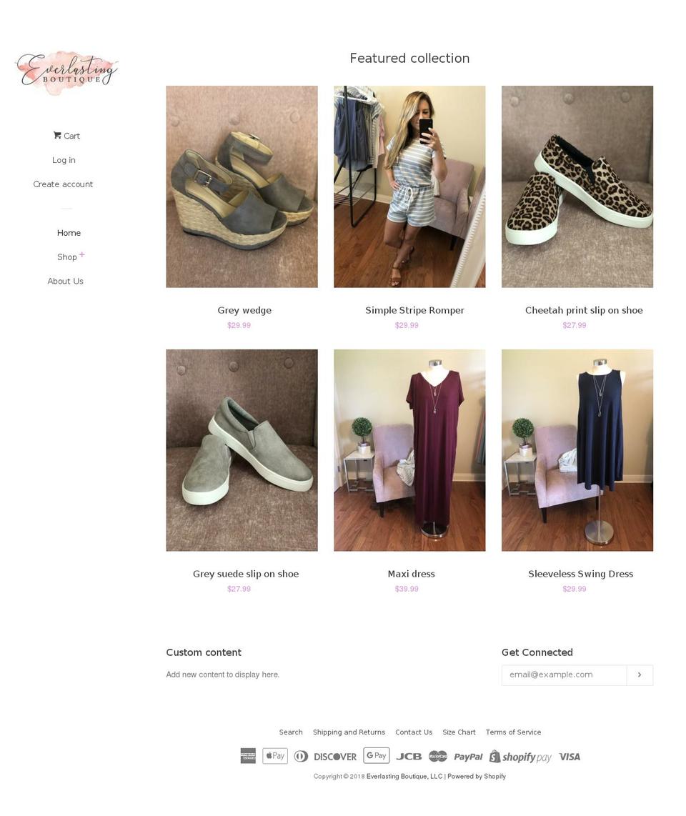 everlastingboutique.com shopify website screenshot