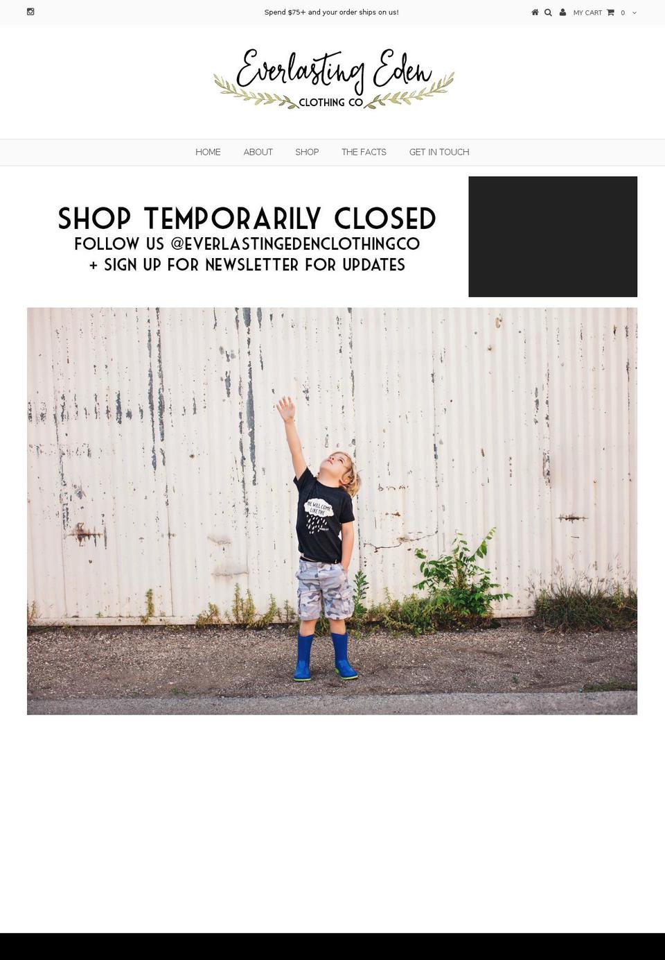 everlastingedenclothingco.com — Shopify storefront screenshot