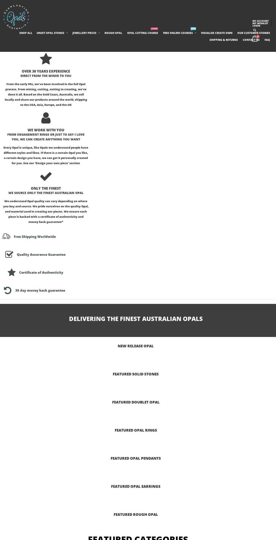 everlastingopalsaustralia.com shopify website screenshot