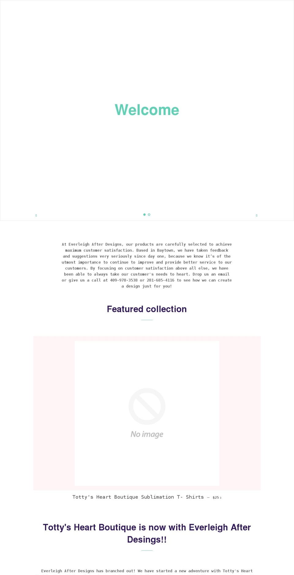 everleighafterdesigns.com shopify website screenshot