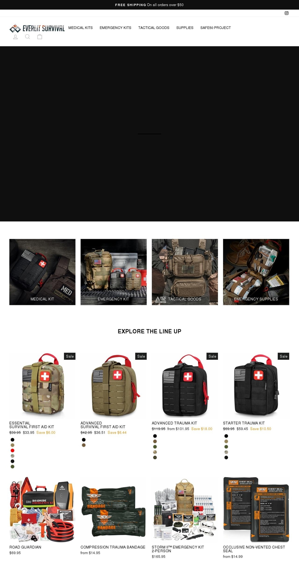 everlitsurvival.com shopify website screenshot