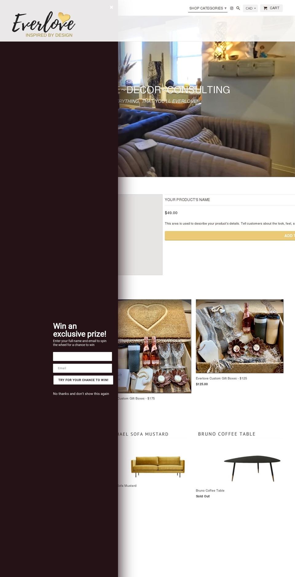 everlovedesign.ca shopify website screenshot