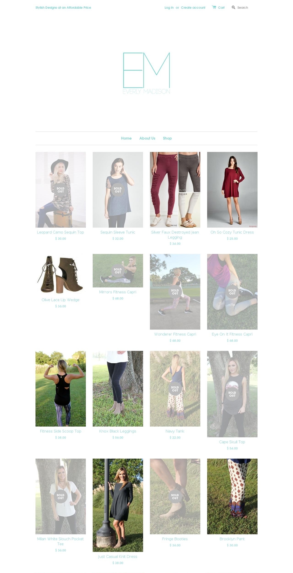 everlymadisonboutique.com shopify website screenshot