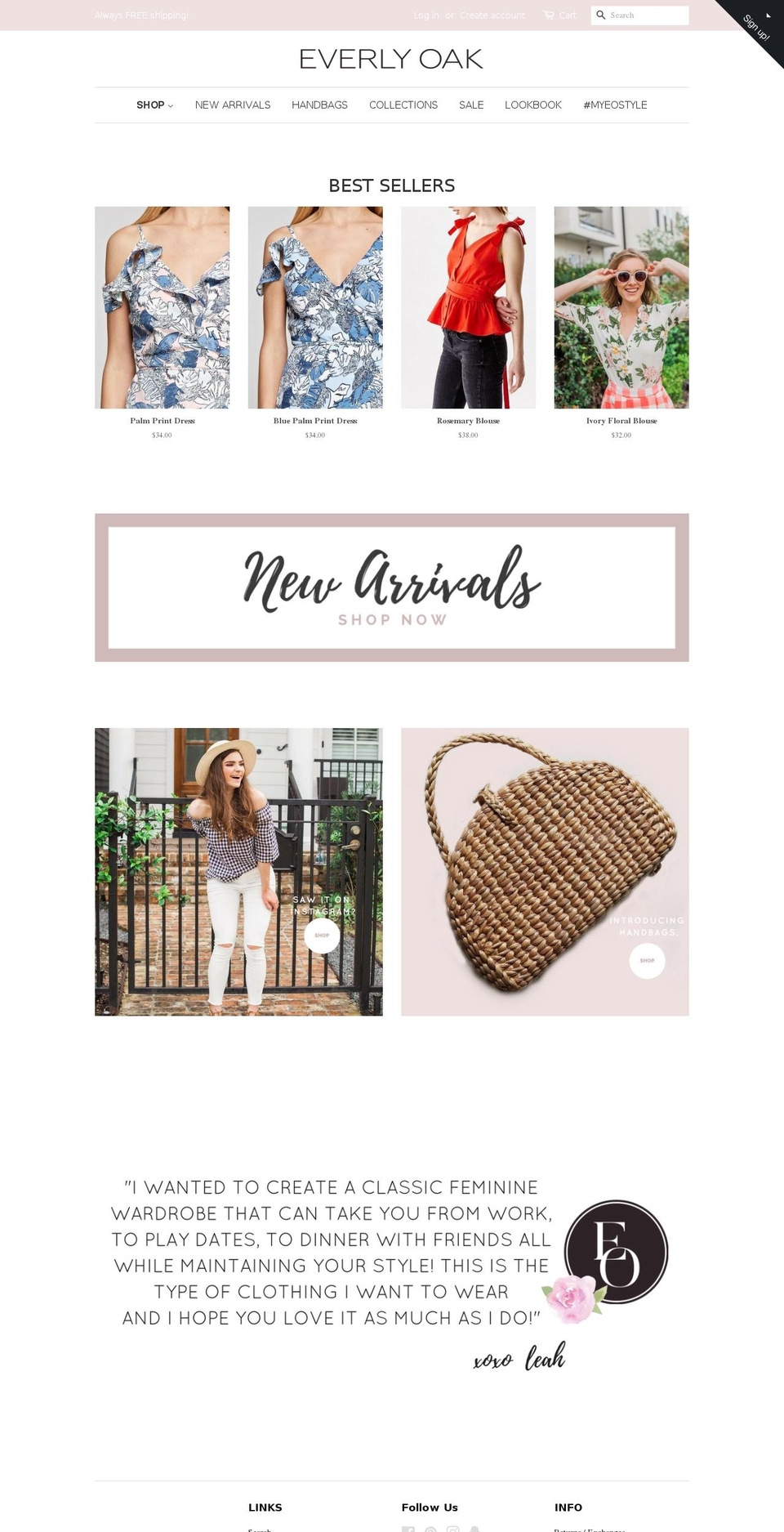 everlyoak.com shopify website screenshot