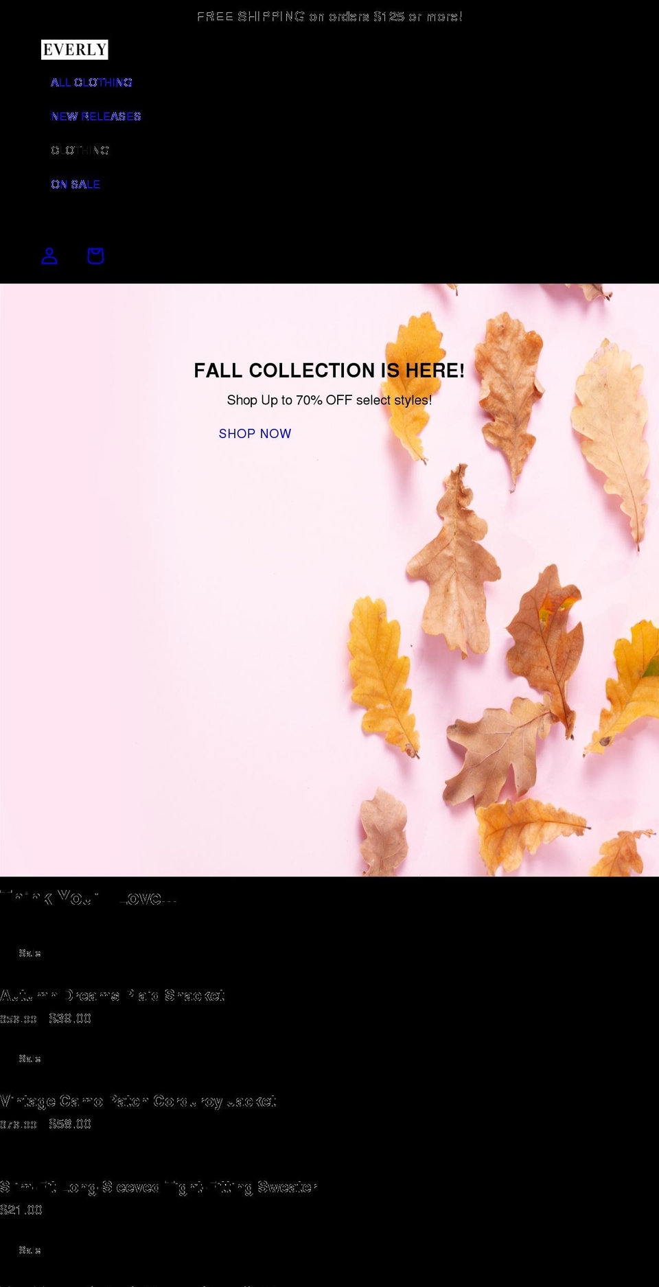 everlyshop.com shopify website screenshot