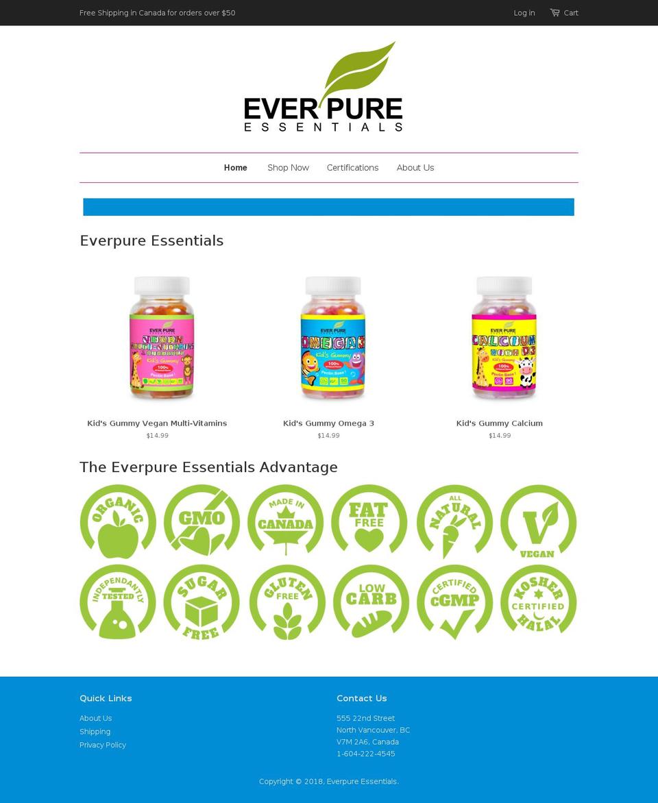 everpureessentials.com — Shopify storefront screenshot