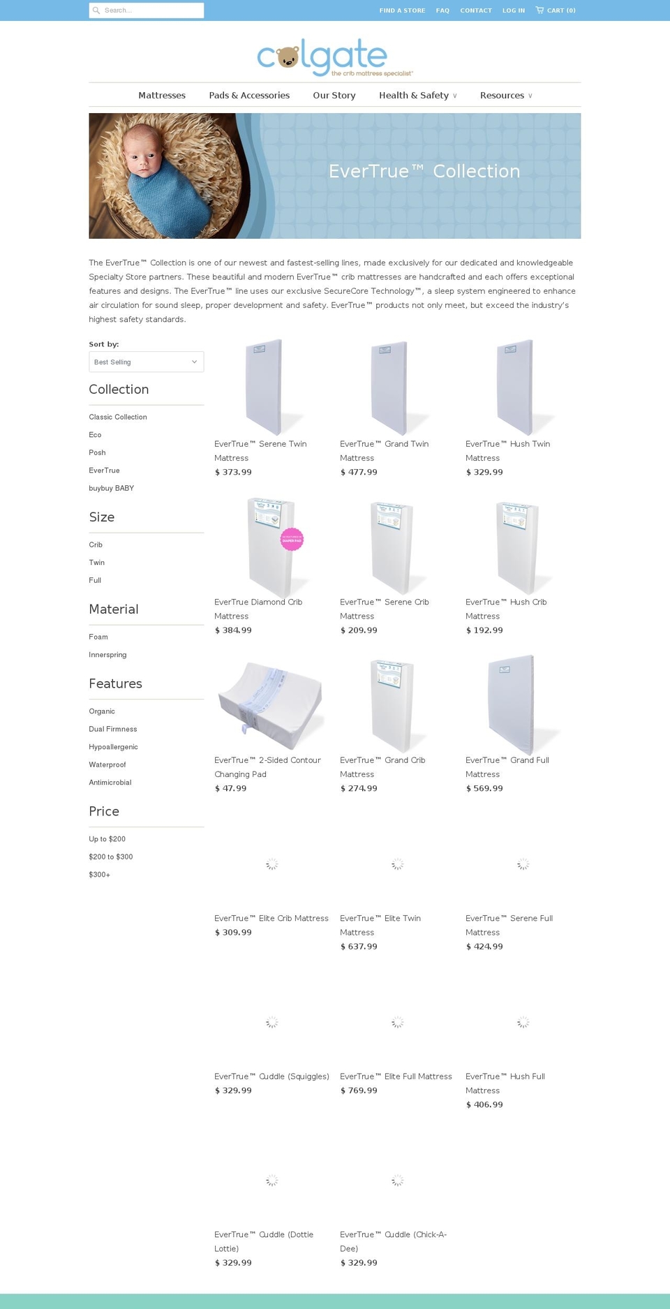 evertruemattress.com shopify website screenshot