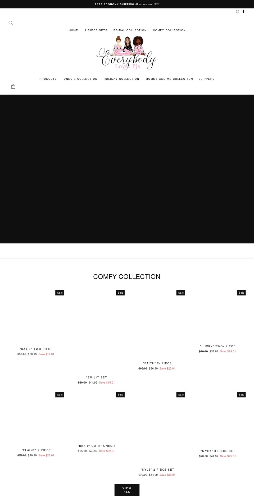 everybodylovespjs.com shopify website screenshot