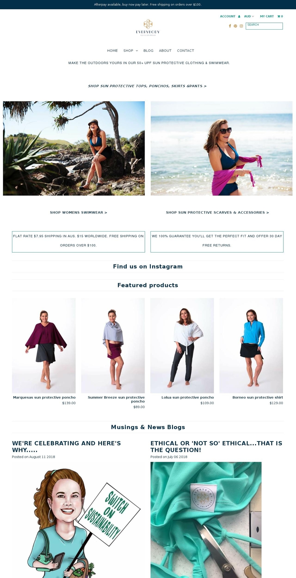 everybodysunandswimwear.com — Shopify storefront screenshot