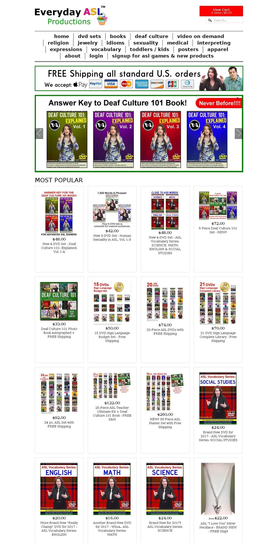 everydayasl.com shopify website screenshot