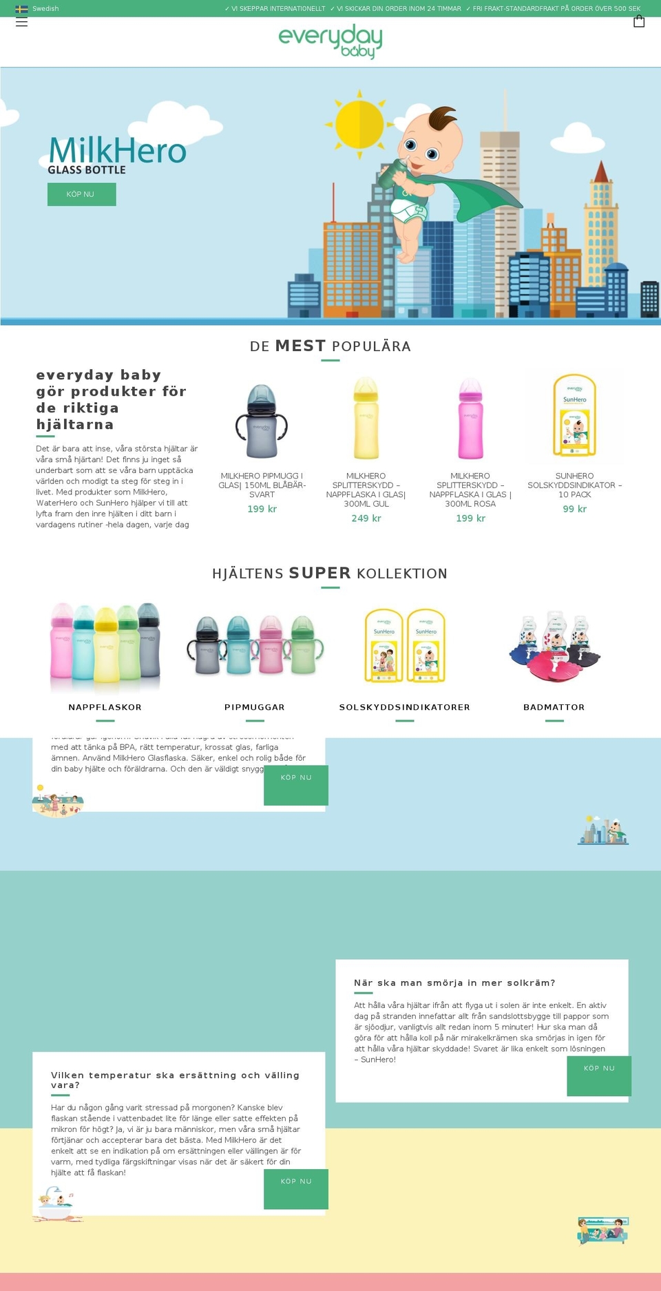 everydaybaby.se shopify website screenshot