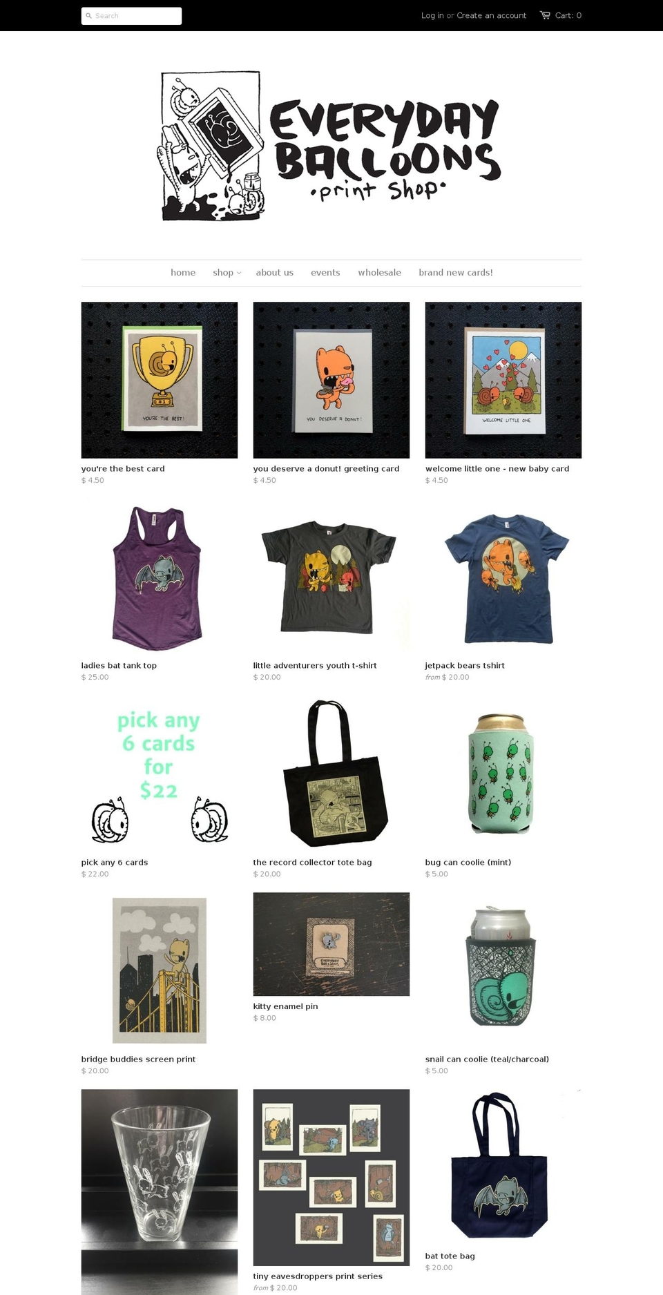 everydayballoonsshop.com shopify website screenshot