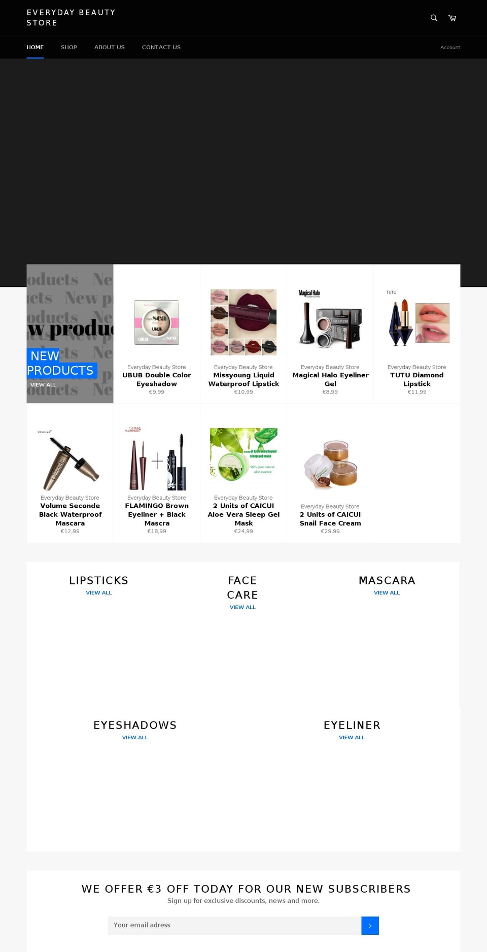 everydaybeautystore.com — Shopify storefront screenshot
