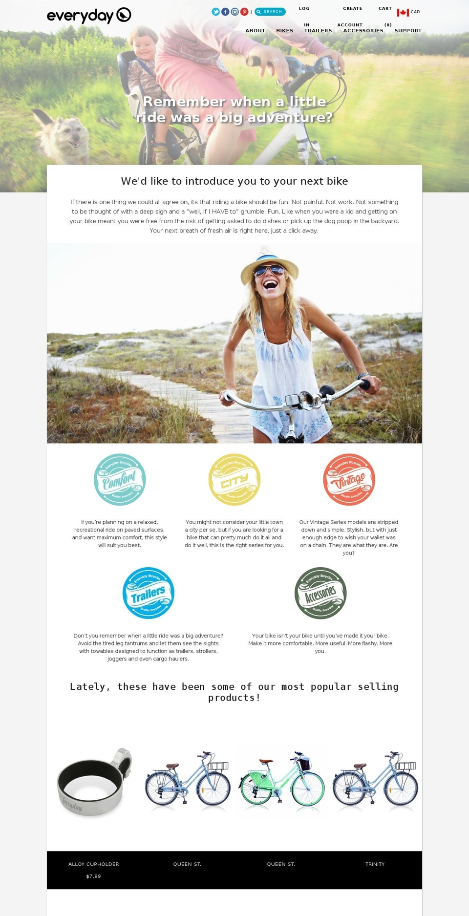 everydaybicycles.ca shopify website screenshot