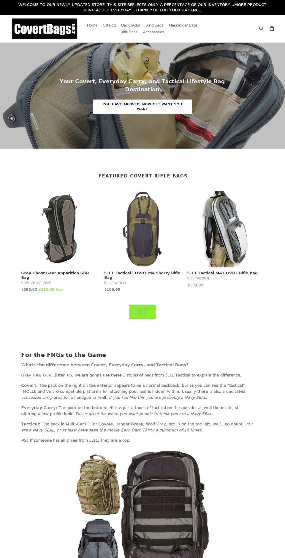 everydaycarrybags.com — Shopify storefront screenshot