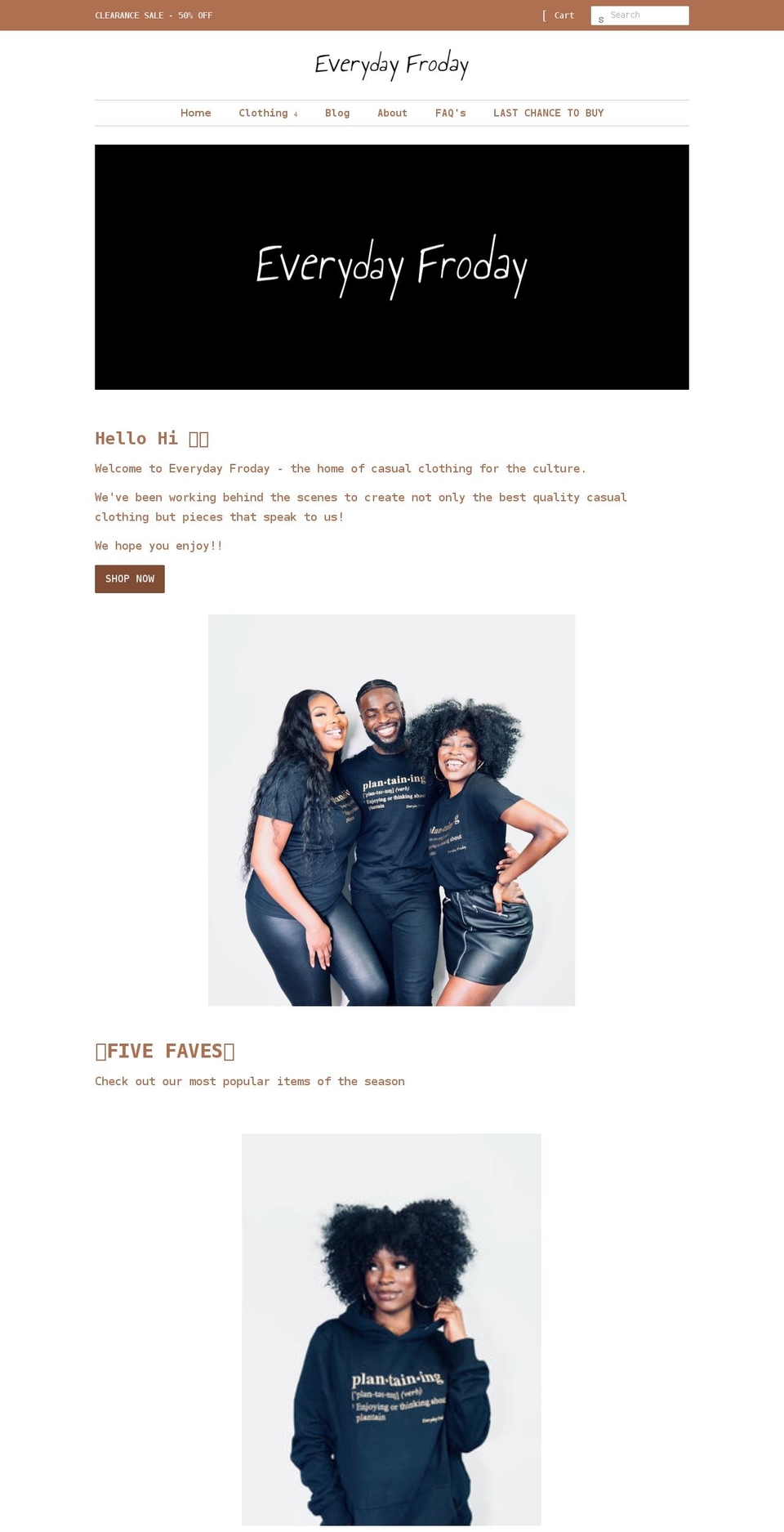 everydayfroday.com shopify website screenshot