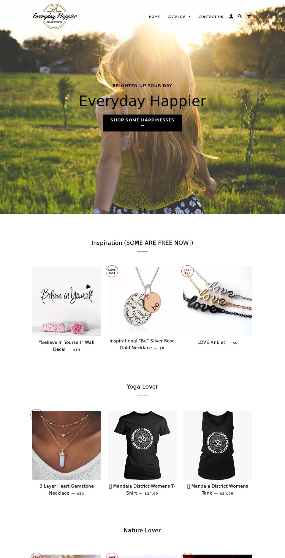 everydayhappier.com shopify website screenshot