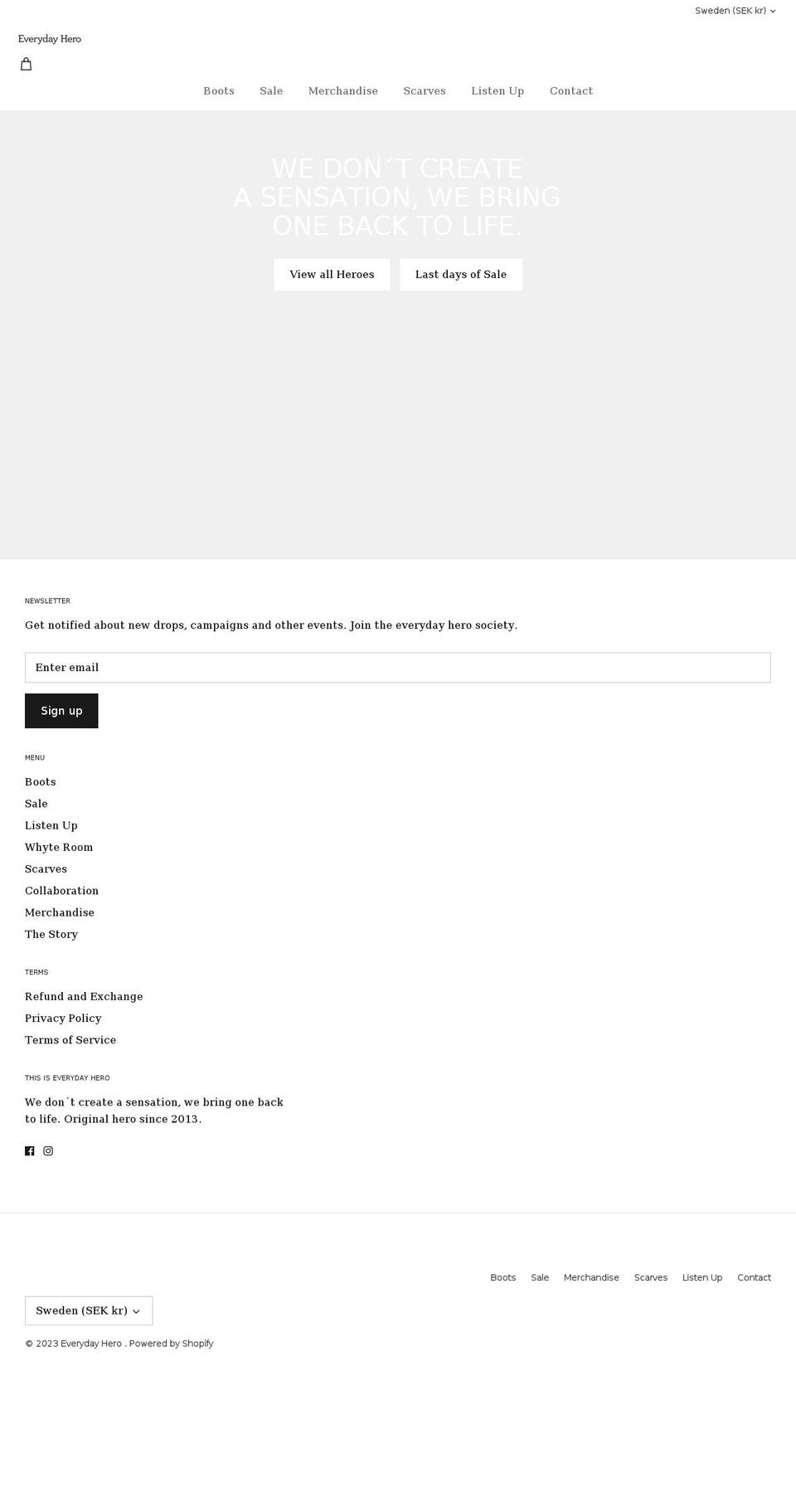 everydayhero.se shopify website screenshot
