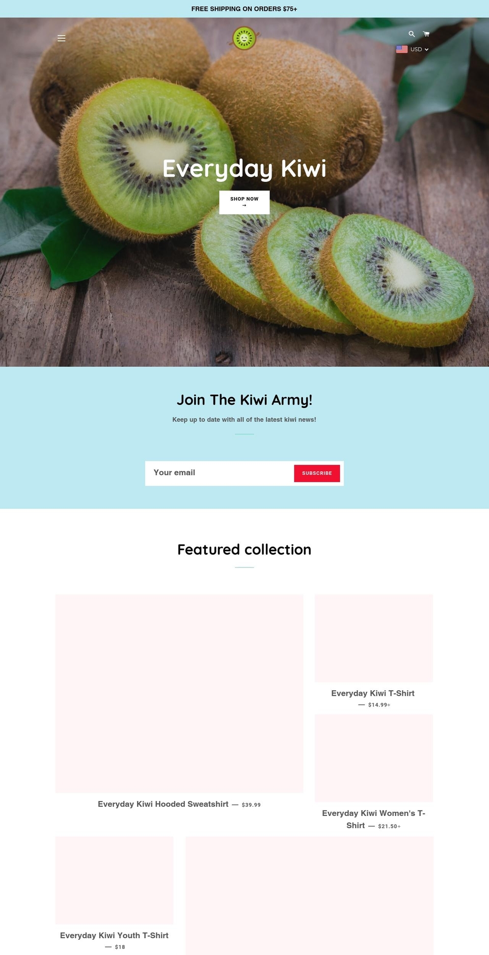 everydaykiwi.com — Shopify storefront screenshot