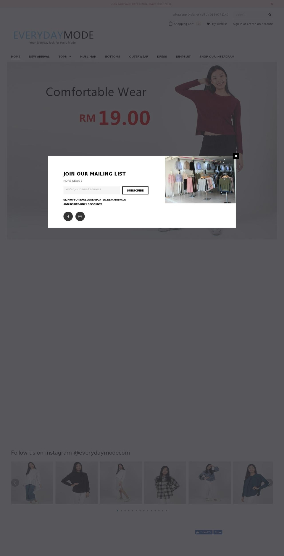 everydaymode.com shopify website screenshot