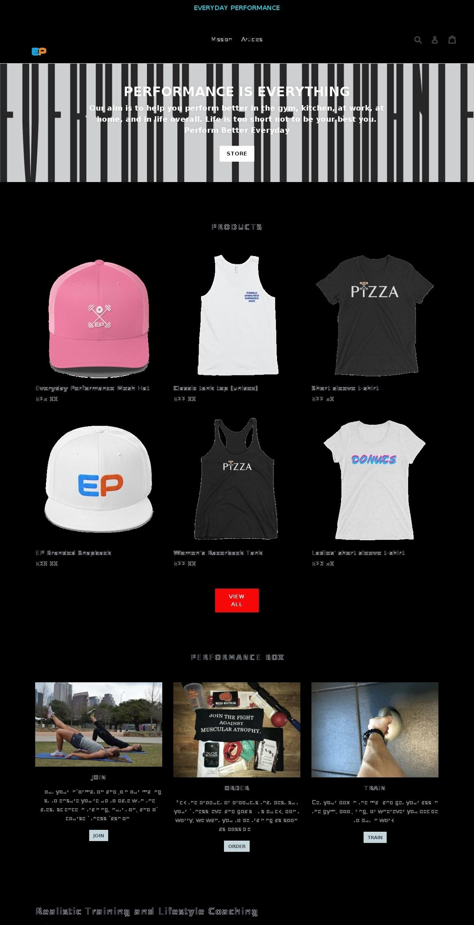 everydayperform.com — Shopify storefront screenshot