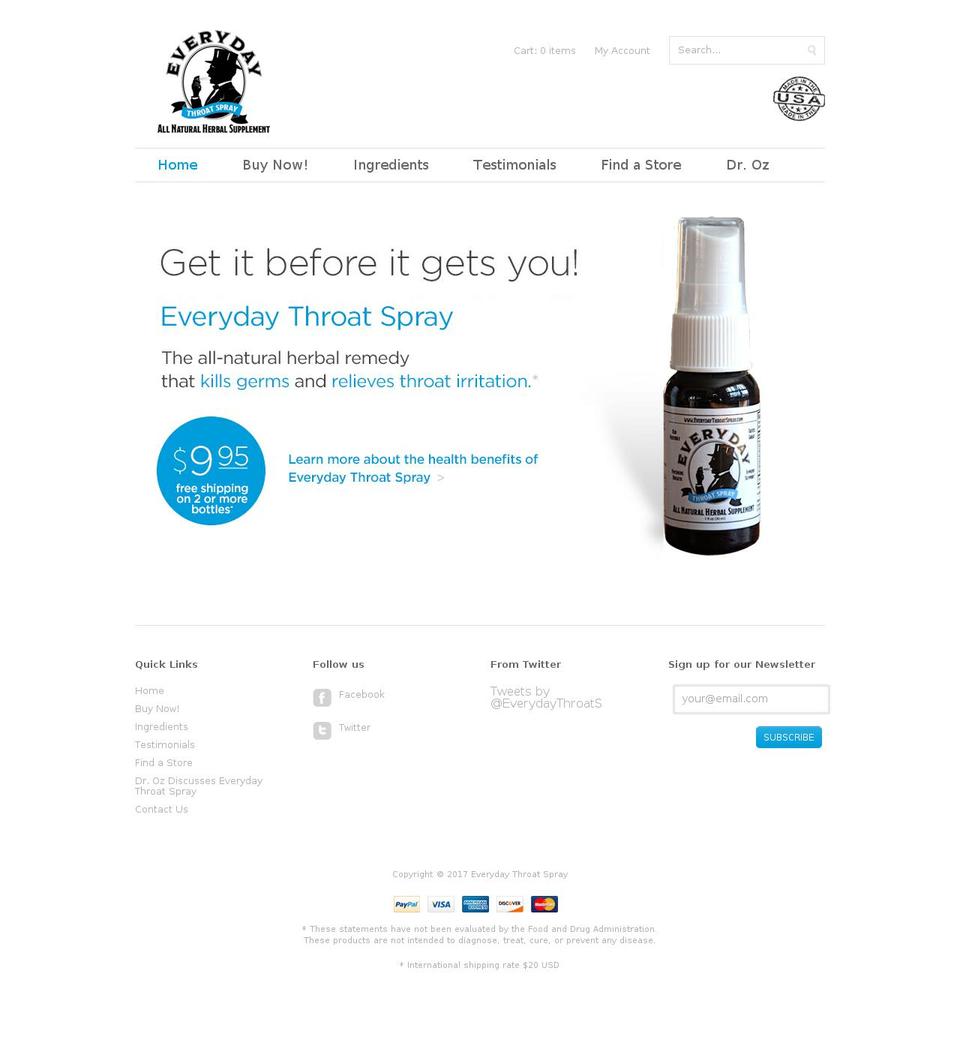 YourStore Shopify theme site example everydaythroatspray.com