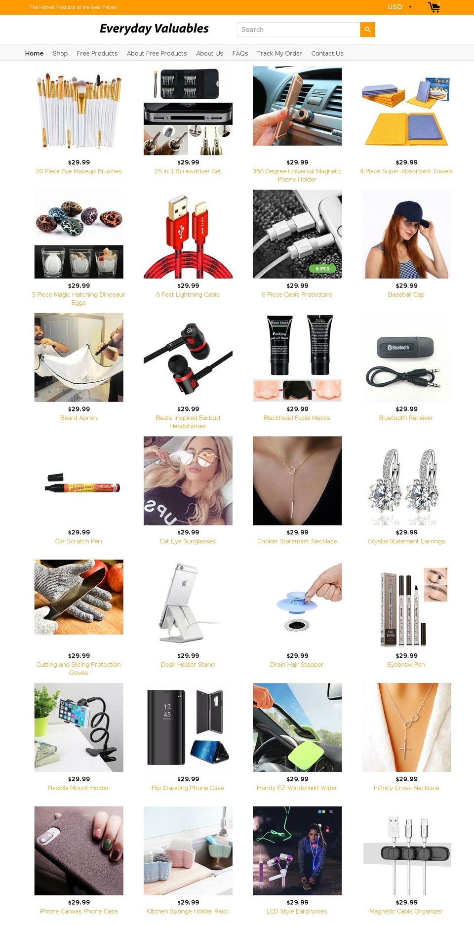 everydayvaluables.com — Shopify storefront screenshot