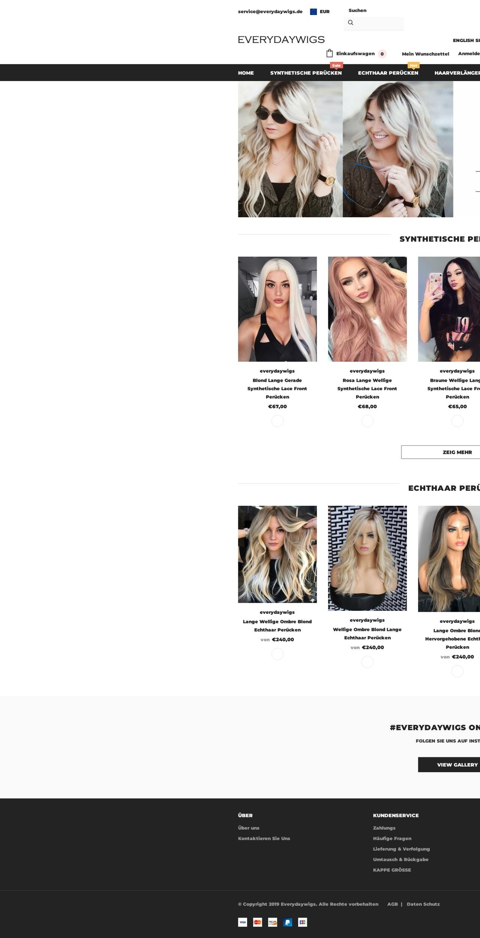 everydaywigs.de shopify website screenshot