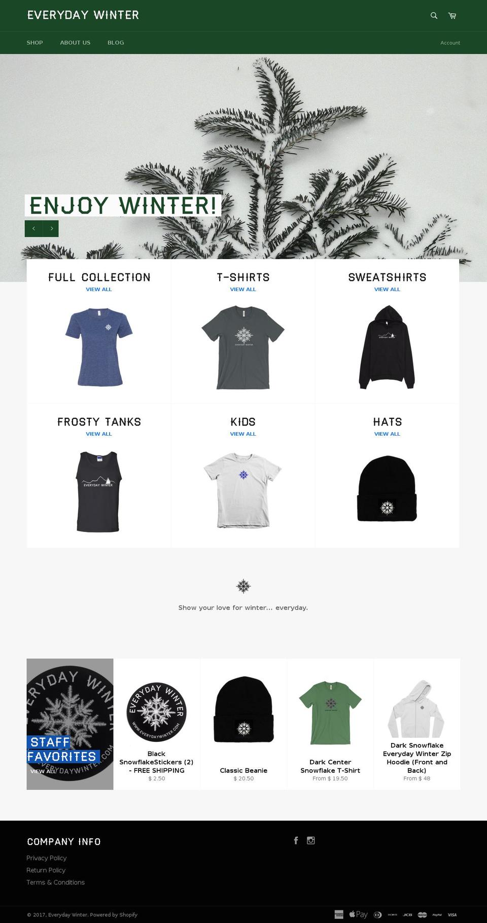 everydaywinter.com shopify website screenshot