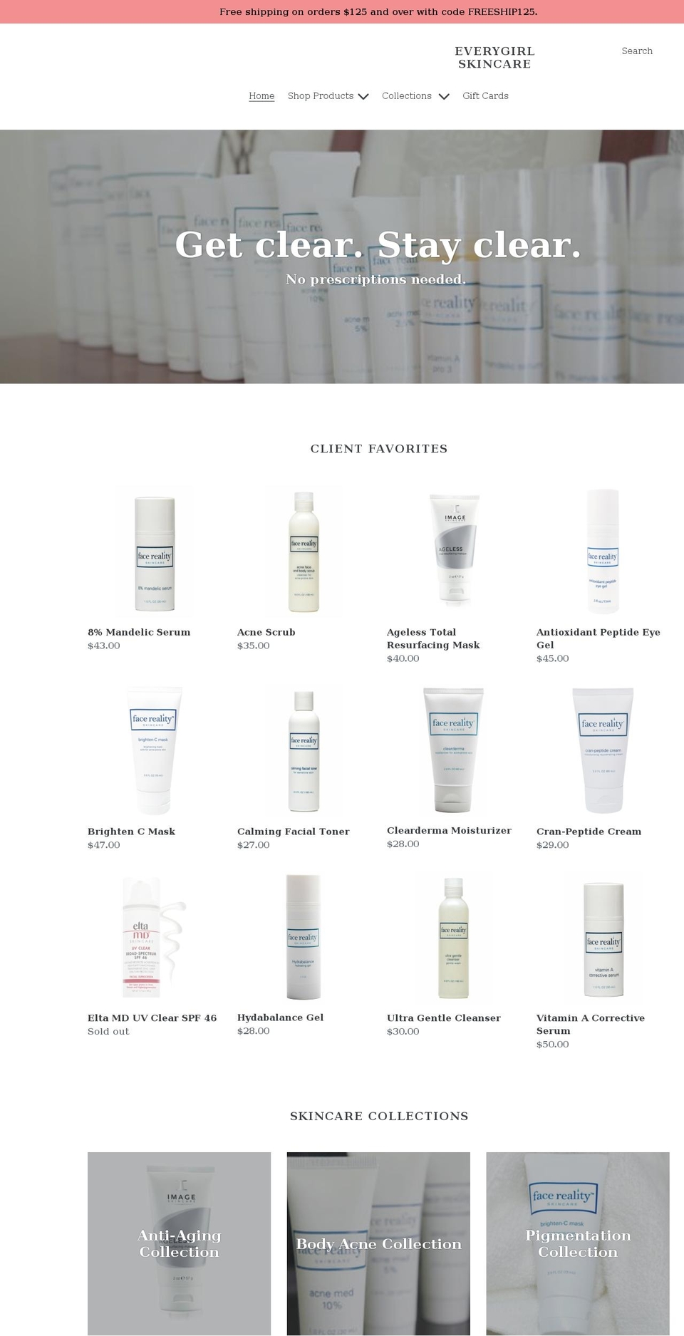 everygirl-skincare.myshopify.com shopify website screenshot