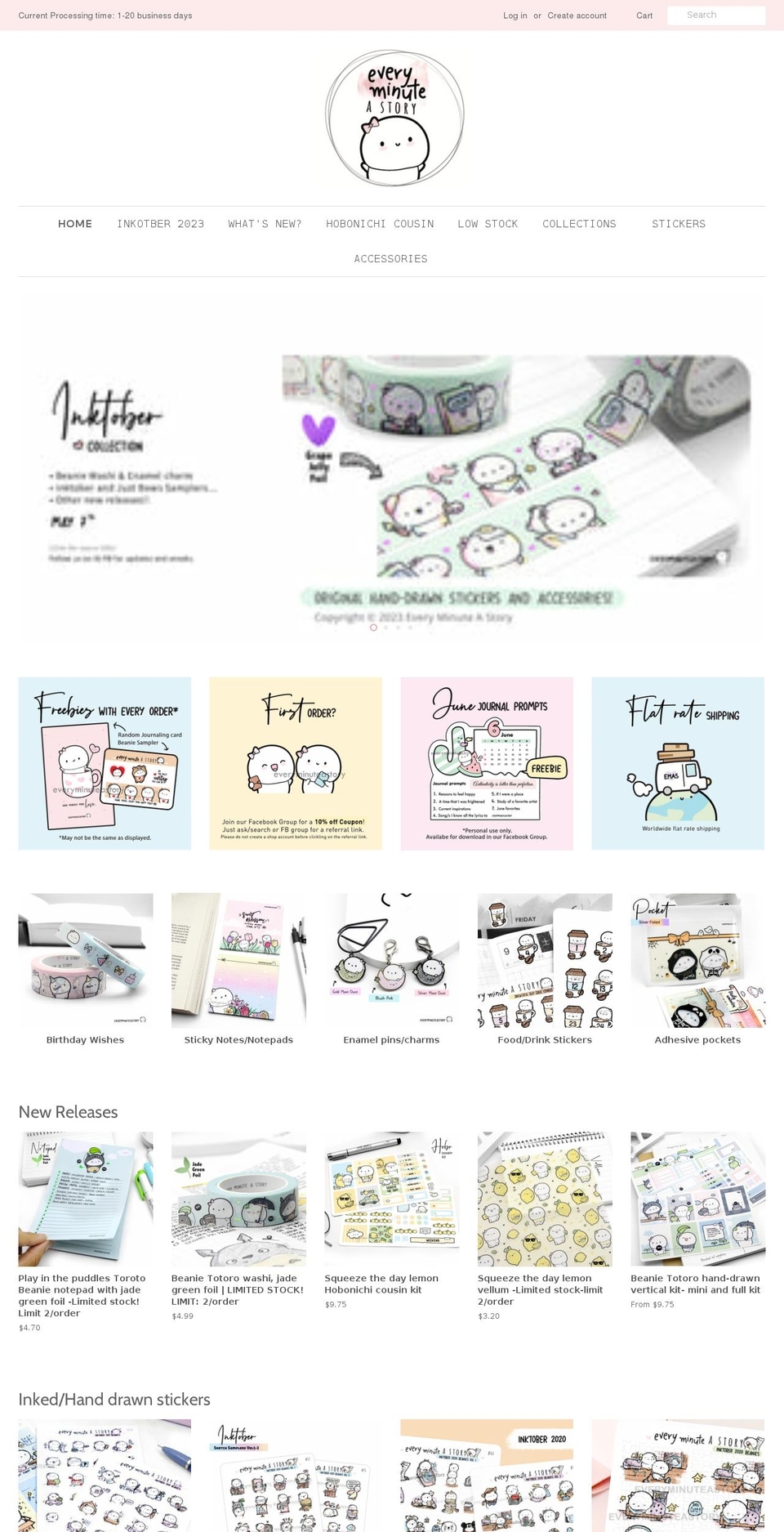 everyminuteastory.com — Shopify storefront screenshot