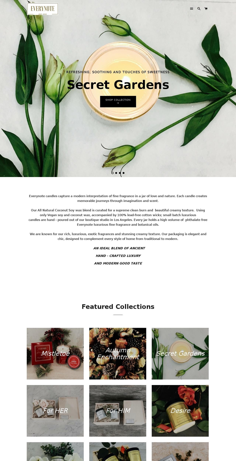 everynotecandle.com shopify website screenshot