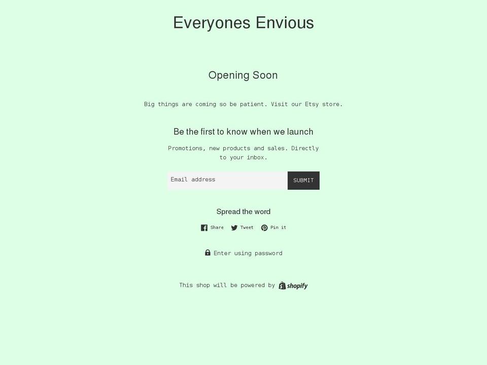 everyonesenvious.com shopify website screenshot