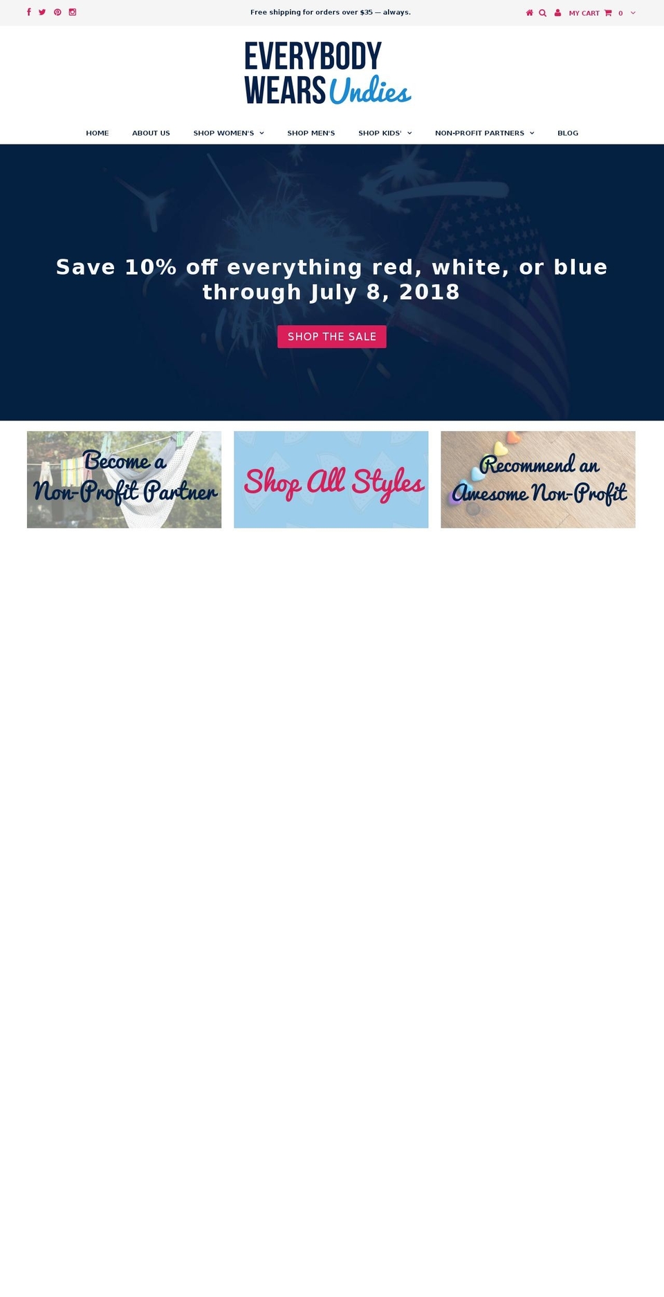 everyonewearsundies.com — Shopify storefront screenshot