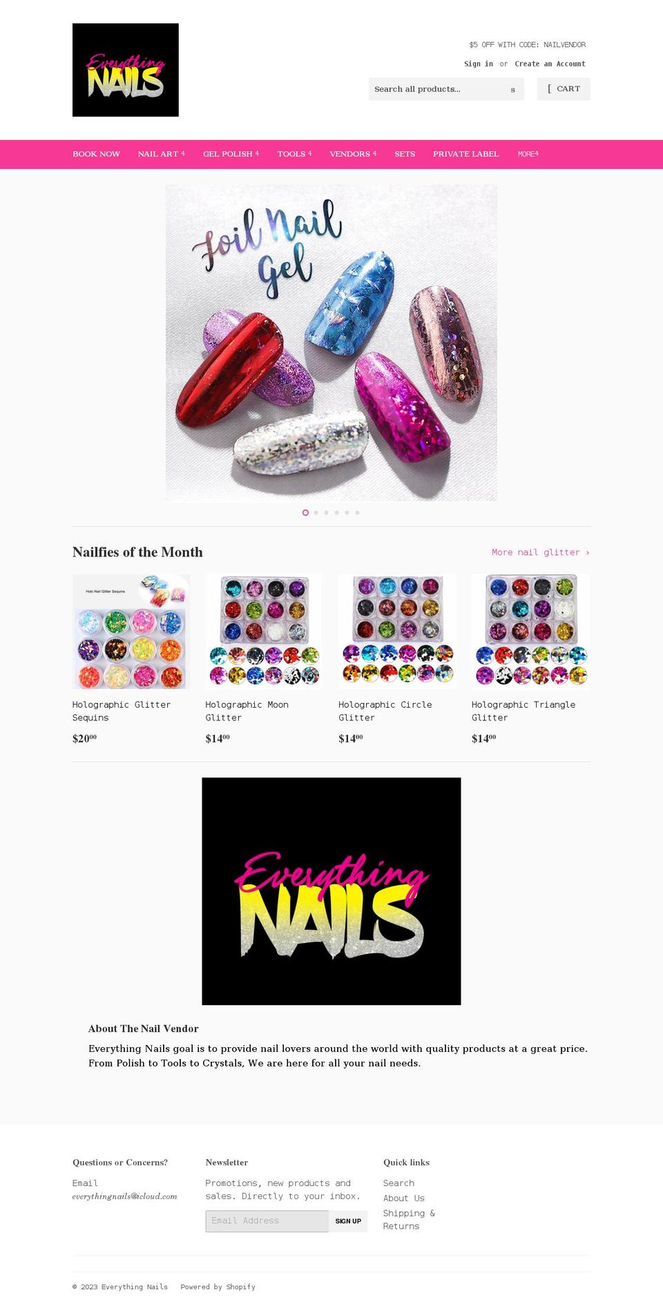 everything-nails.com shopify website screenshot