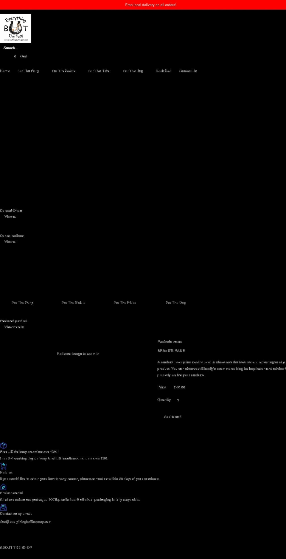 everythingbutthepony.com shopify website screenshot