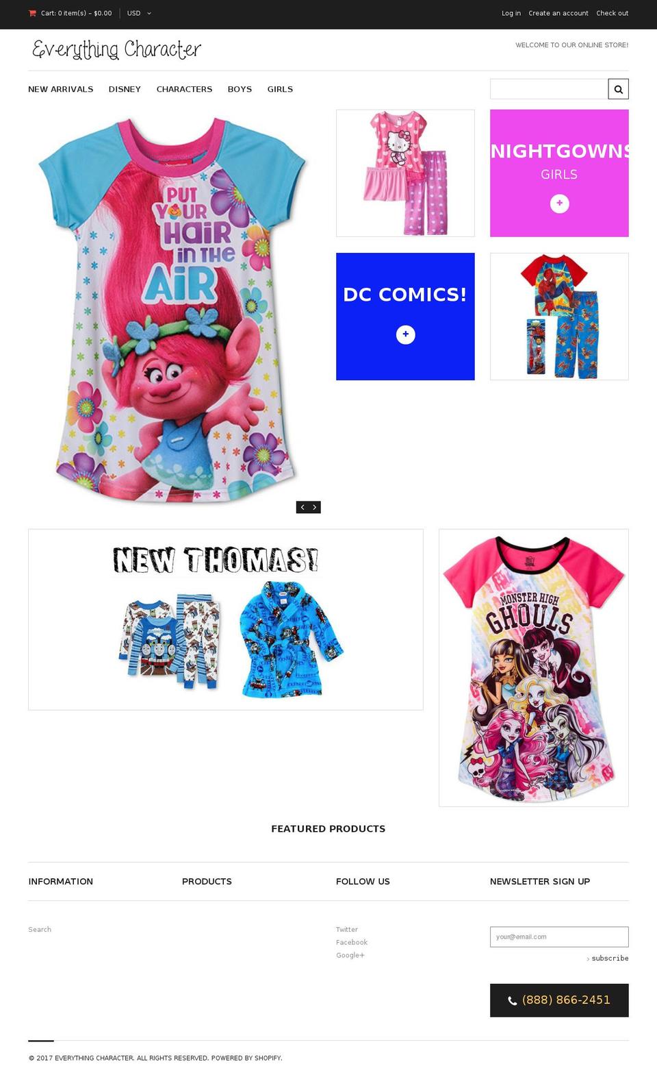 everythingcharacter.com shopify website screenshot
