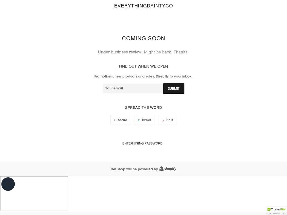 everythingdaintyco.myshopify.com shopify website screenshot