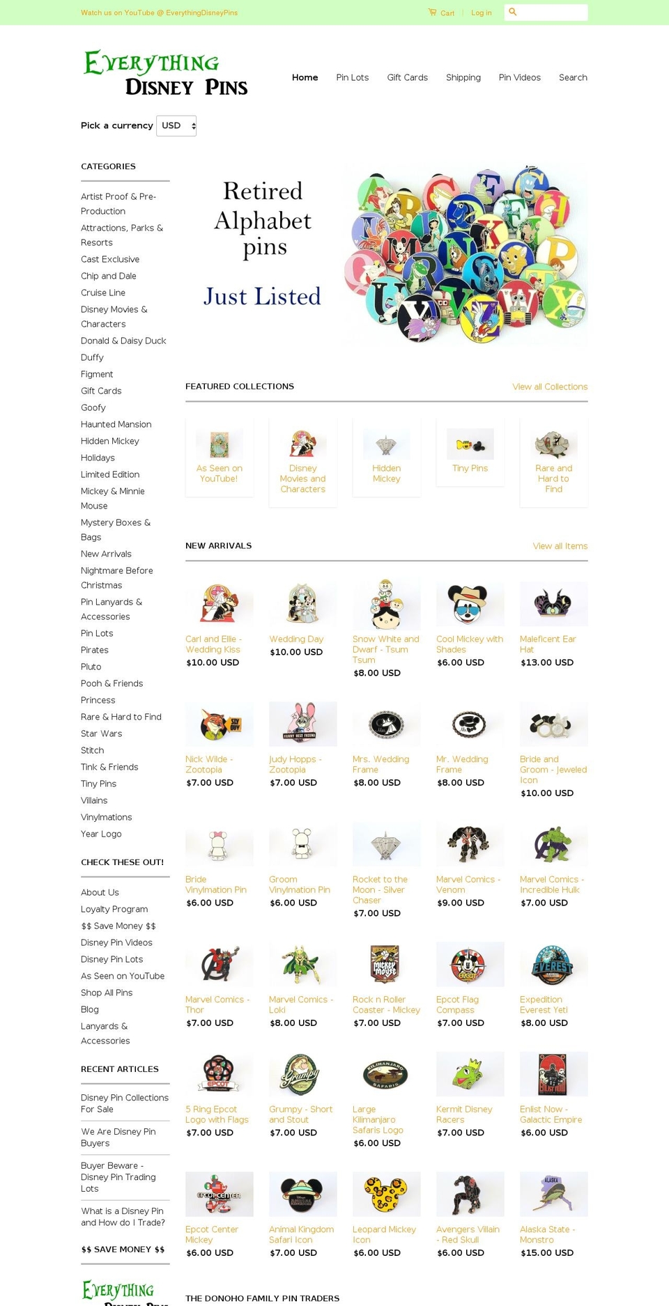 everythingdisneypins.com shopify website screenshot