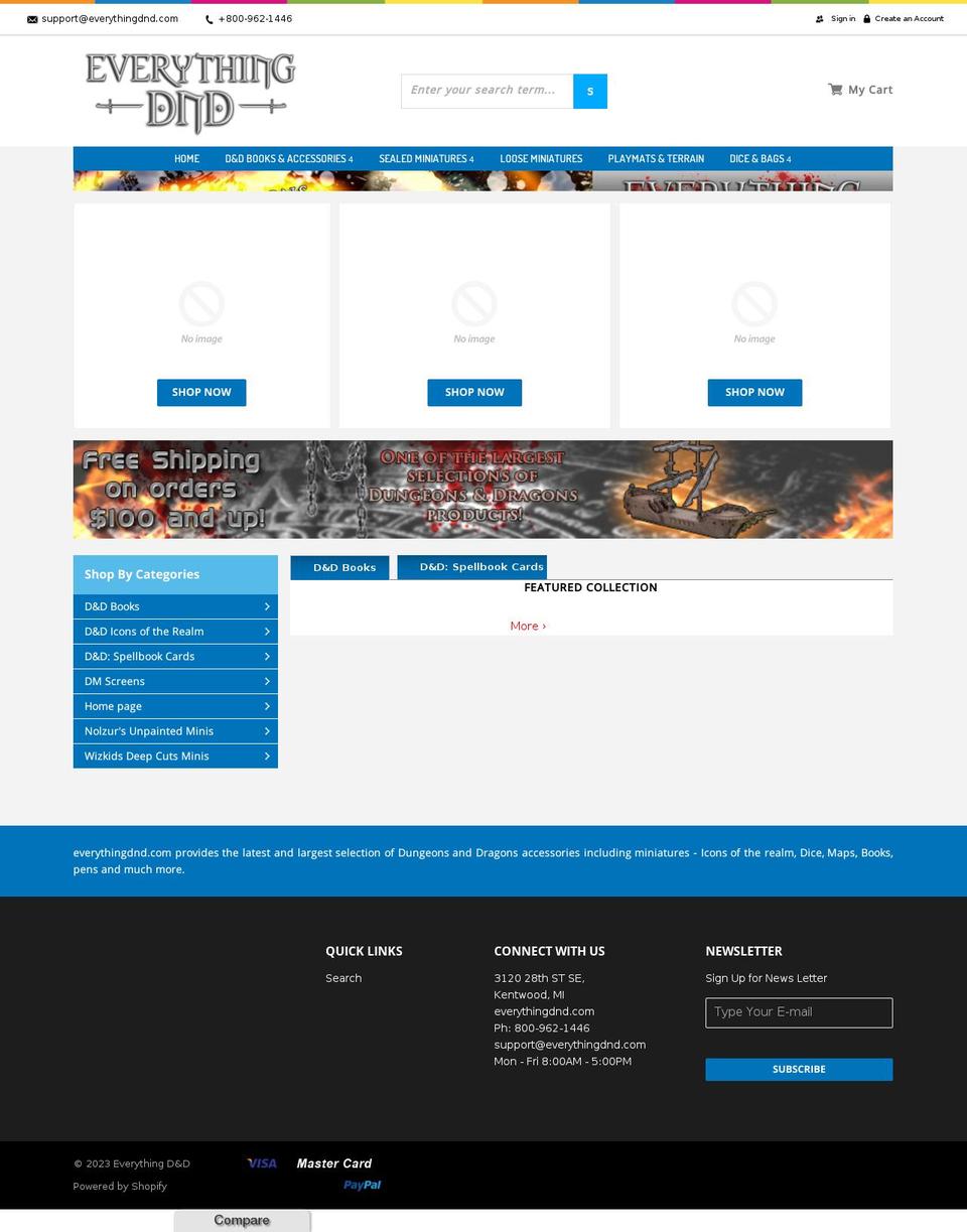everythingdnd.com shopify website screenshot