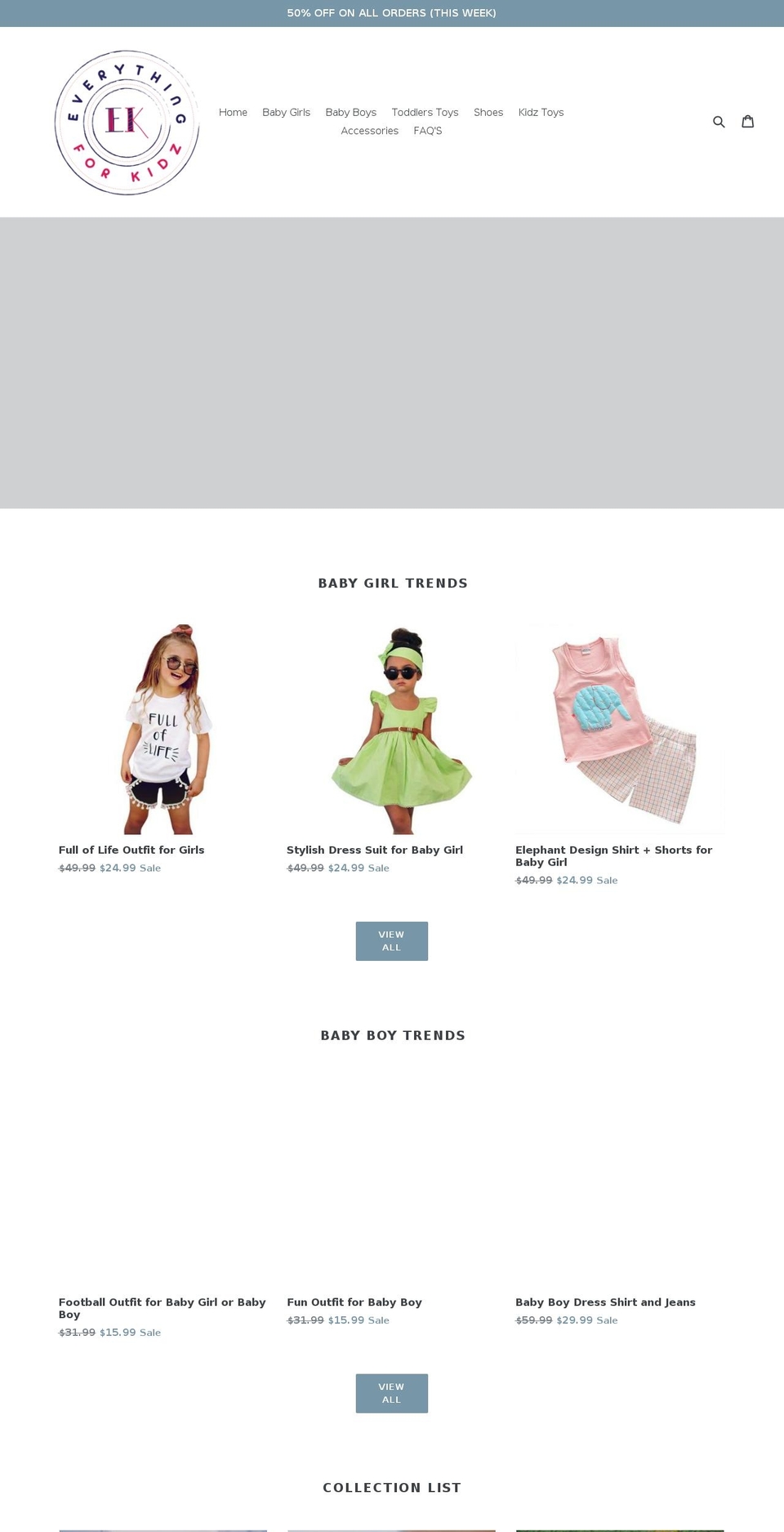 everythingforkidz.com — Shopify storefront screenshot